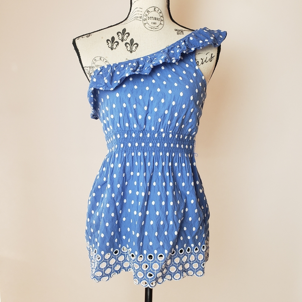 Forever 21 Ruffled One Shoulder Polka Dot Top
